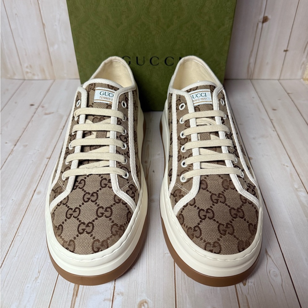 Gucci GG Supreme 1977 Tennis Canvas Sneaker Beige/Ebony-White Sz 11.5G / 12.5US - Picture 6 of 13
